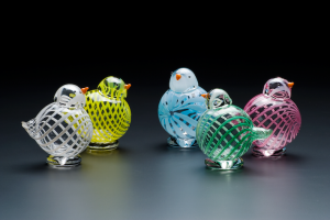5 Glass Bird Ornaments